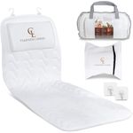 Claessonliving Full-Body Bath Pillow (17''x49'') - Bathtub Cushion with Headrest Supports Neck, Back and Legs - Free Hanging Hooks for Fast Drying Over Tub - Includes Washing and Travel Bags - White