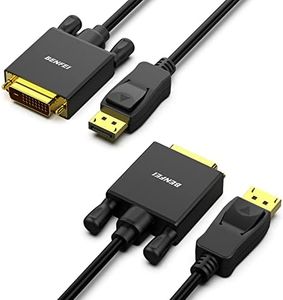 BENFEI 2 Pack DisplayPort to DVI 1.8 Meter Cable, DisplayPort to DVI Adapter Male to Male Gold-Plated Cord Cable for Lenovo, Dell, HP and Other Brand