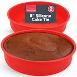 2pk Silicone Cake Moulds for Baking | 8 Inch Cake Tin | Round Silicone Moulds | Silicone Baking Moulds | Silicone Cake Tins for Baking | Silicone Baking Tin | Silicone Moulds for Baking