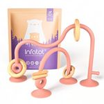 Infatot® Suction Toy Baby - Baby Toys 6 Months Plus - Wood & Silicone Baby Sensory Toys for Babies - Baby Sensory Toys, Wooden Baby Toys, High Chair Toys for Early Development Baby Gifts - Plum