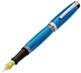 Xezo Maestro LeGrand Diamond Cut Lacquered Platinum Plated Fine Point Fountain Pen - Tanzanite Colour