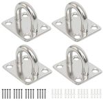 Heavy Duty Pad Eye Plate Staple Ring Hook Loop U-Shaped Sail Shade Hardware - Wall Ceiling Hammock Hooks Hanger for Swing Suspension - Stainless Steel