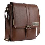 HAMMONDS FLYCATCHER Genuine Leather Sling Bag For Men, Stylish And Spacious Side Bag For Men, Crossbody Bag For Men Daily Use, Travel, Adjustable Strap, 1 Year Warranty - Brushwood, Brown