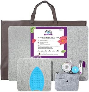 Rdutuok 43 X 61cm Wool Pressing Mat for Quilting Large Size & 25.5 X 25.5cm Portable Size 100% Wool Ironing Pad with Scissors, Tape,Felt Storage Pouch Case and 40Pcs Sewing Pins