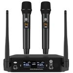 DIGIMORE Wireless Microphone System | 2 Handheld Mics | 150Ft Range | Cardioid Pickup | Balanced XLR Outs & UnBal 6.35mm Out | Cordless Mic for Singing, Karaoke, Church, DJ (D-315)