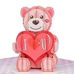 Paper Love Valentines Day Pop Up Card, 3D Teddy Bear - 5" x 7" Cover - Includes Envelope and Note Card