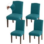 Granbest High Stretch Dining Chair Slipcovers, Universal Fit Jacquard Parson Dining Chair Covers, Removable Chair Protectors for Dining Room, Kitchen, Restaurant and Hotel (Set of 4, Blackish Green)