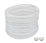 3/4" ID x 1" OD - 10 Ft High Pressure Braided Clear PVC Vinyl Tubing Flexible Vinyl Tube, Heavy Duty Reinforced Vinyl Hose Tubing