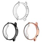 FINTIE Case Compatible with Samsung Galaxy Watch Active 40mm - [3 Pack] Premium Soft TPU Screen Protector All-Around Protective Bumper Shell Cover, Black&Clear&Rose Gold