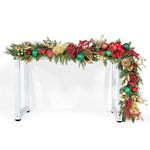 WBHome Pre-lit 6 Feet/72 Inch Christmas Garland, Red & Green & Gold Lighted Garland with 50 LED Lights for Indoor Outdoor Xmas Decor Holiday Decorations, Battery Operated (Batteries NOT Included)