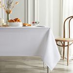 Mysky Home Rectangle Table Cloth 60x84 Inch White Tablecloth for 4 Foot Table Protector Washable Polyester Outdoor Tablecloth for Buffet Table, Parties, Holiday Dinner, Wedding