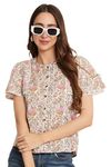 COTLAND Fashions Jaipuri Cotton Floral Printed Bell Sleeves Shirt for Women (Lotus Grace)