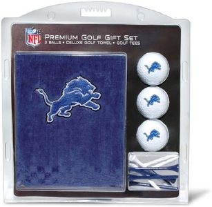 Team Golf NFL Detroit Lions Embroidered Golf Towel, 3 Golf Ball, and Golf Tee Set Gift Set Embroidered Golf Towel, 3 Golf Balls, and 14 Golf Tees 2-3/4" Regulation, Tri-Fold Towel 16" x 22" & 100%