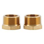 U.S. Solid 2pcs Brass Reducer Hex Bushing Brass Threaded Pipe Fitting (1" NPT Male x 3/4" NPT Female)