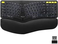 DeLUX GM902Pro-Black Ergonomic Keyboard, Upgraded Wireless Ergo Split Keyboard with Backlit, 2.4G and Bluetooth, Scissor Switch and Palm Rest for Natural Typing, Compatible with Windows and Mac OS