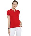 Scott International Women's Organic Cotton Regular Fit Polo T-Shirt (1.1_Lsp1_Xl_Red_X-Large)