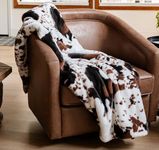 NativeSkins Faux Cowhide Throw Blanket (5.0 x 6.7 ft) - Faux Fur Throw Blanket, Cow Print Throw, Fur Throw Blanket for Couch, Plush and Cozy Cow Print …