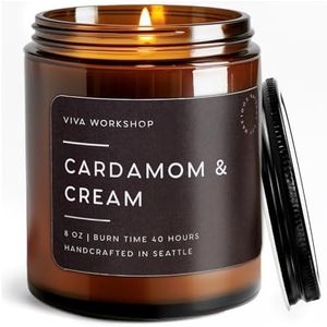 Cardamom & Cream Natural Soy Wax Scented Candle for Home – Handcrafted in USA – Aromatherapy Candle for Relaxing – Best Birthday Gift, Romantic & Anniversary Gift – Scented Candles for Women & Men