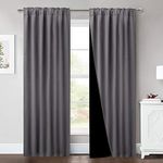NICETOWN Grey Full Shade Curtain Panels, Pair of Energy Smart & Noise Blocking Out Blackout Drapes for Sliding Glass Door, Thermal Insulated Guest Room Lined Window Dressing (Gray, 52 x 84 inch)