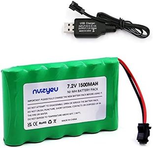 Nvizyeu 7.2v Nimh Batterie 1500mAh Rechargeable AA RC Batterie pour RC Voiture RC Voiture d'ingénierie Jouet électrique avec câble de Charge (Prise 7.2v SM)