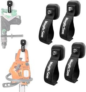 Updated 4 Pack Heavy Duty Magnetic Hook Straps for Extention Cords, Powerful Cruise Garage Storage Hook Ties for Hanging Cables, Garden Hoses Ropes, Workshop Tool Box Magnet Organize Hangers for Tools