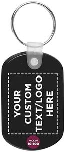 DISCOUNT PROMOS Tag Soft Plastic Keychains - 10/50/100 pack - Customizable Text, Logo - Small Key Tag Chain For Staying Organized - Rubber Key Ring Keychain – Black