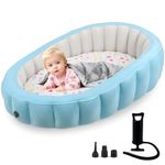 Potelane Inflatable Toddler Bed with Removable Cotton Cover, Portable Toddler Travel Air Mattress for Kids, Soft & Washable Floor Mattress for Camping, Car Trips, Home & Flying (Includes Hand Pump)