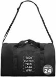 24 Sporty Duffle Bags Set - Customizable Text, Logo - Polyester, Adjustable Strap, Front Pocket, Roll Styling - Black