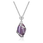 JOVIVI Amethyst Crystal Necklace Women,Wire Wrapped Natural Purple Gemstone Reiki Healing Stone Pendant Necklace Jewellery Gifts for Her Mum Mothers Day Valentines Christmas