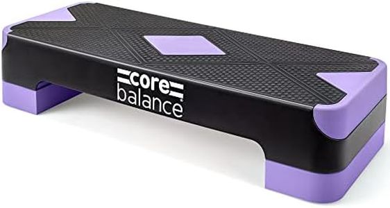 Core Balance Exercise Step 2 Level Height Adjustable 10cm/15cm, Aerobic Stepper for Home Gym, Fitness Training, Cardio, Weights, Yoga, Workout, Non Slip Platform (L69cm x W28cm x H10/15cm) - Purple