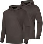 ProtectX 2-Pack Men High Visibility Lightweight Long Sleeve Hoodie, UPF 50+ Sun Protection T Shirts, SPF Outdoor UV Shirt Dark Brown 3X-Large