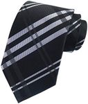 Elfeves Men's Modern Tartan Checks Plaid Style Formal Ties Woven Pattern Necktie (One Size, Black)