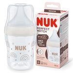 NUK Perfect Match Baby Bottle | 0+ Months | Adapts to Baby's Palate | Temperature Control | Anti Colic Vent | 150 ml | BPA-Free | Small Silicone Teat | Rainbow