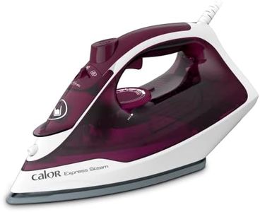 Calor Express Fer à repasser vapeur, 2400 W, Débit vapeur 35 g/min, Fonction pressing 160 g/min, Semelle céramique, Défroissage vertical FV2835C0, Grenat