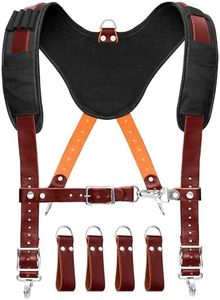 FUERI Leather Tool Belt Suspender with 4 Detachable D-Loop for tool belt suspenders. (Maroon)