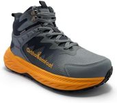 OrthoComfoot Men's Waterproof Orthotic High Top Hiking Boots, Shock Absorb Arch Support Trekking Ankle Boots, Wide Toe Box Foot Pain Relief Camping Walking Shoes,Blue/Orange Size 9