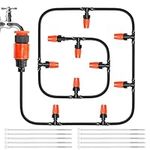 BELLE VOUS Automatic Drip Irrigation Kit - Garden, Greenhouse, Patio & Lawn Watering System - 10M/33FT Distribution Tubing/Hose, 10 Emitter Nozzles & Connectors