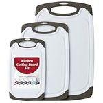 HOMWE Plastic Chopping Board Set - 3 Cutting Boards for Kitchen w/Easy Grip Handles & Juice Grooves