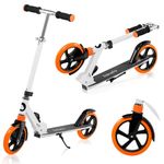 Lionelo Luca Scooter Lightweight only 4kg Foldable and ShockResist for Kids and Teens up to 100kg (220 LBS) Adjustable Handlebar Heights, Non-Slip Platform Rear Brake 20cm (8'') wheels