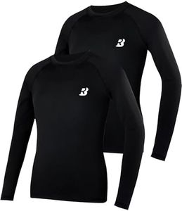 Roadbox Boys Youth Compression Shirts - 2 Pack Long Sleeve Athletic Undershirt Kids Quick Dry Base Layers for Baseball Soccer Football