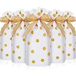 30 Packs Treat Bags with Drawstring Candy Bags, Plastic Favor Bag Drawstring Cookie Bags for Christmas Wedding Party Birthday Engagement Holiday Favor (Gold Polka Dot Print)