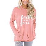 MUZHI Slogan T-Shirt Tops Over-Fear Pray Girl Pure-Cotton Christian Jesus Casual Faith Festival