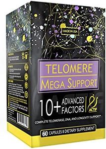 Actif Telomere Mega Support with 10+ Factors, Non-GMO, Telomerase and DNA Supplement for Energy, Memory and Anti-Aging, Made in USA, 60 Count