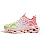 LUCKY STEP Women's Chunky Platform Tie Dye Rainbow Sneakers Tennis Running Fashion Shoes, Neon Green/Pink Multi, 10