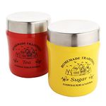 Nicolette Stainless Steel Color Tea Sugar Canisters 750 Ml Each Damroo Shape Pack Of 2 - Multicolor