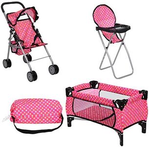 Doll Play Set 3 IN 1 Doll Set 1 Pack N Play. 2 Doll Stroller 3.Doll High Chair. Fits Up to 18'' Doll