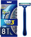 Gillette Sensor3 Men's Disposable Razors, 8 Count