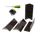 SHINY BUCKET Garden Bed Brackets - 4pcs - Dark Brown, Carbon Steel, 10 - 15" Bed - Complete with Screwdriver