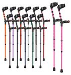 Ossenberg Comfort Grip Closed Cuff Double Adjustable Crutches – Pink - Pair | Height Adjustable Elbow Crutches for Men Women Adults Arthritis Comfort Anatomic Handle Forearm Ergonomic