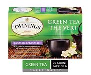 Twinings Green Jasmine Individually Wrapped Tea Bags | Caffeine Free Herbal Tea | 20 Count (Pack of 6)